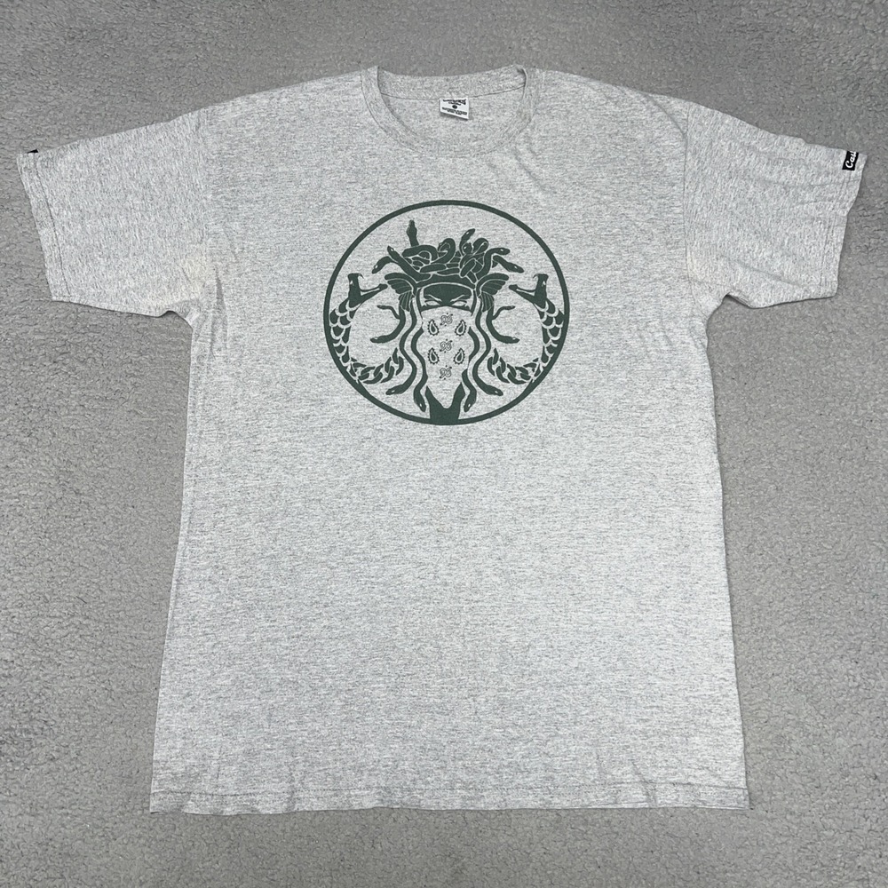 Crooks & Castles Medusa Bandana T Shirt Men's L Gray Streetwear Mexico Made Tee